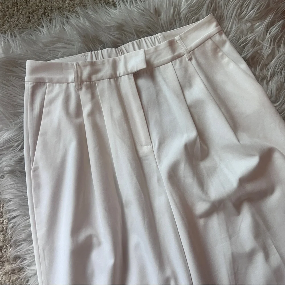 Ivory Pleated High Waist Straight Trousers - Picture 12 of 16